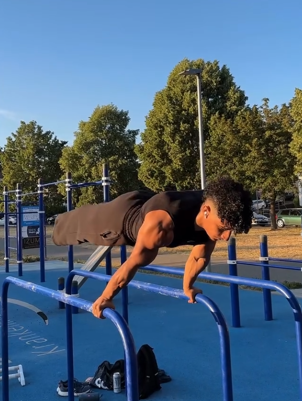Goku holding a planche